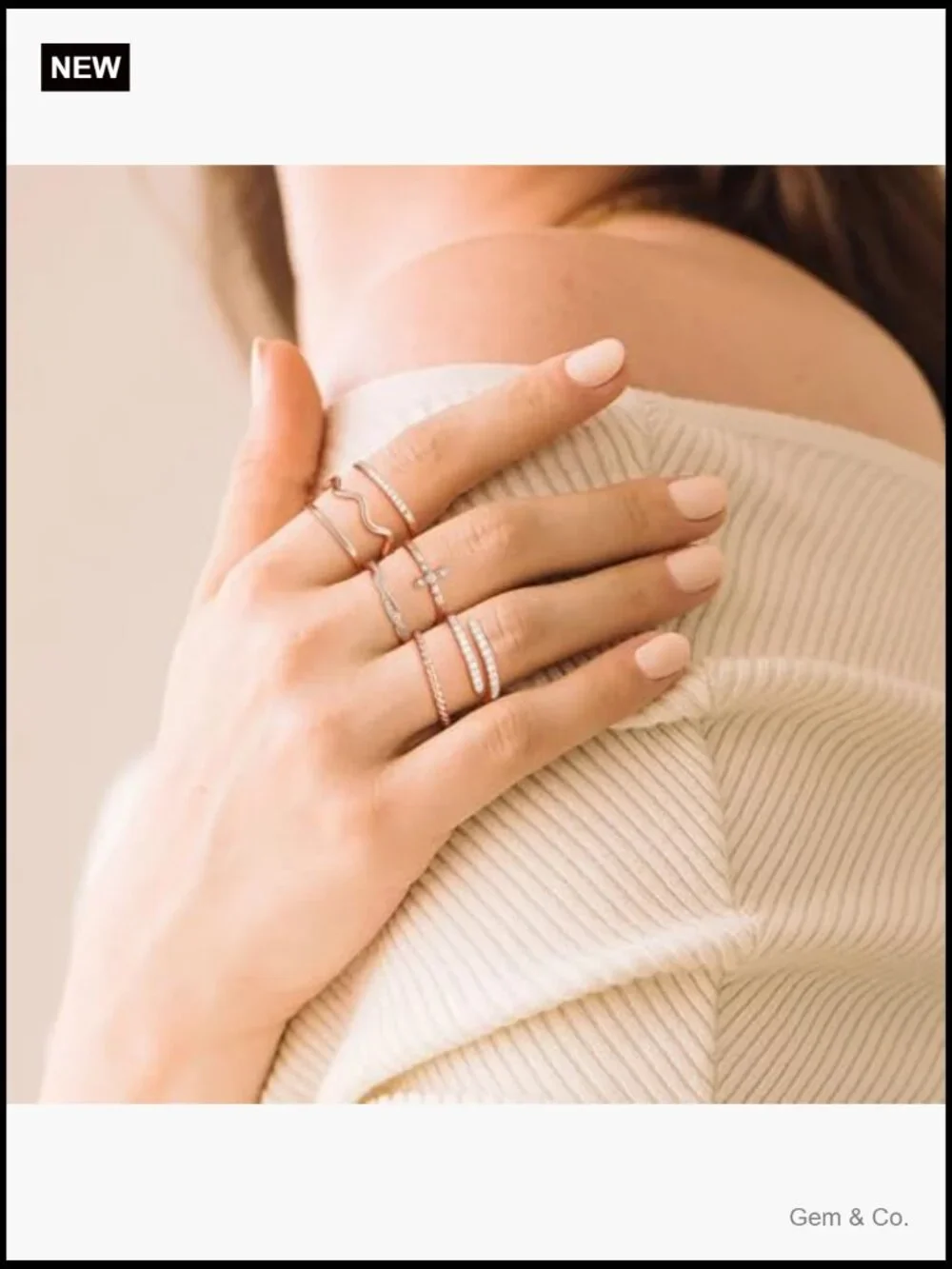 Stacking Rings Set for Women 14K Gold Plated Thin Knuckle Rings